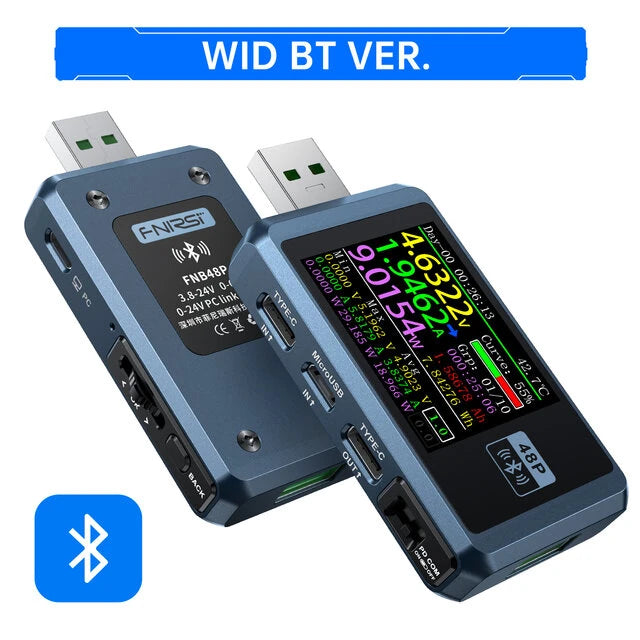 FNIRSI-FNB48P USB Type-C Fast Charge Tester with CNC Metal Shell, Ammeter Voltmeter, Ripple & Capacity Measurement