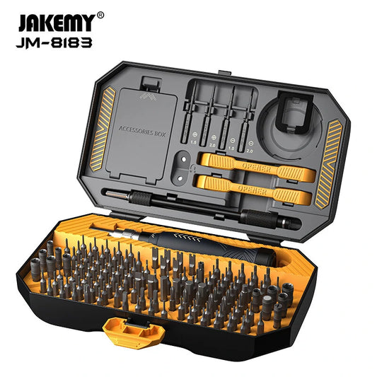Jakemy 145-Piece Precision Screwdriver Set with 132 CR-V Bits & Anti-Slip Handle