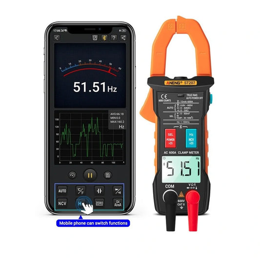 ANENG ST207 Bluetooth Digital Clamp Multimeter 6000 Counts True RMS AC/DC Voltage Tester