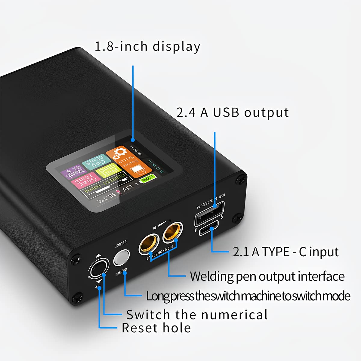 Mini Spot Welder Kit with Color LCD, 5000mAh Rechargeable Battery, 30 Adjustable Gears - Portable DIY Battery Welding Pen