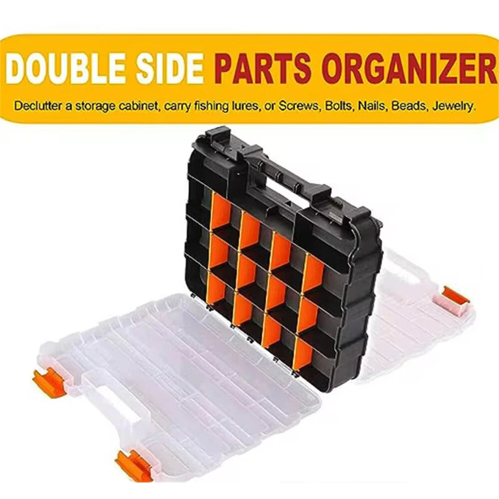 High-Quality Dual-Sided Plastic Parts Storage Box with Transparent Cover and Customizable Compartments - Wear & Impact Resistant Professional Toolbox