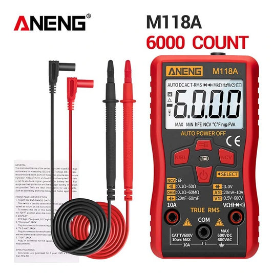 ANENG M118A Digital 6000 Counts True RMS Auto-Range Multimeter with NCV, Data Hold & Flashlight