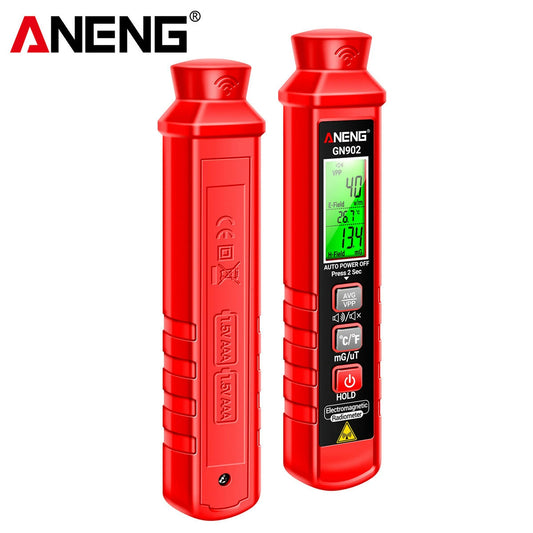 ANENG GN902 3-in-1 Electromagnetic Radiation Tester: Electric & Magnetic Field, Temperature Detection 5Hz-3500MHz, Safety Alarm LCD Display