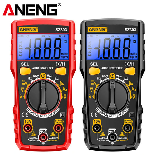 ANENG SZ303 Multifunctional Meter: Accurate AC/DC Voltage, Current, Resistance, Hz - Auto Power Off, Portable Backlit Display