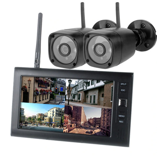 7-Inch Wireless Security Camera System DVR Kit with 2 Cameras, Night Vision, Weatherproof