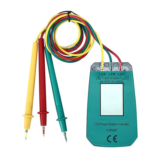 Digital 3 Phase Tester & LED Indicator – 40V-600V AC Voltage Meter