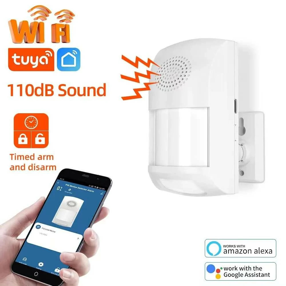 Tuya WiFi PIR Motion Sensor Alarm, Smart Security Detector Compatible with Alexa