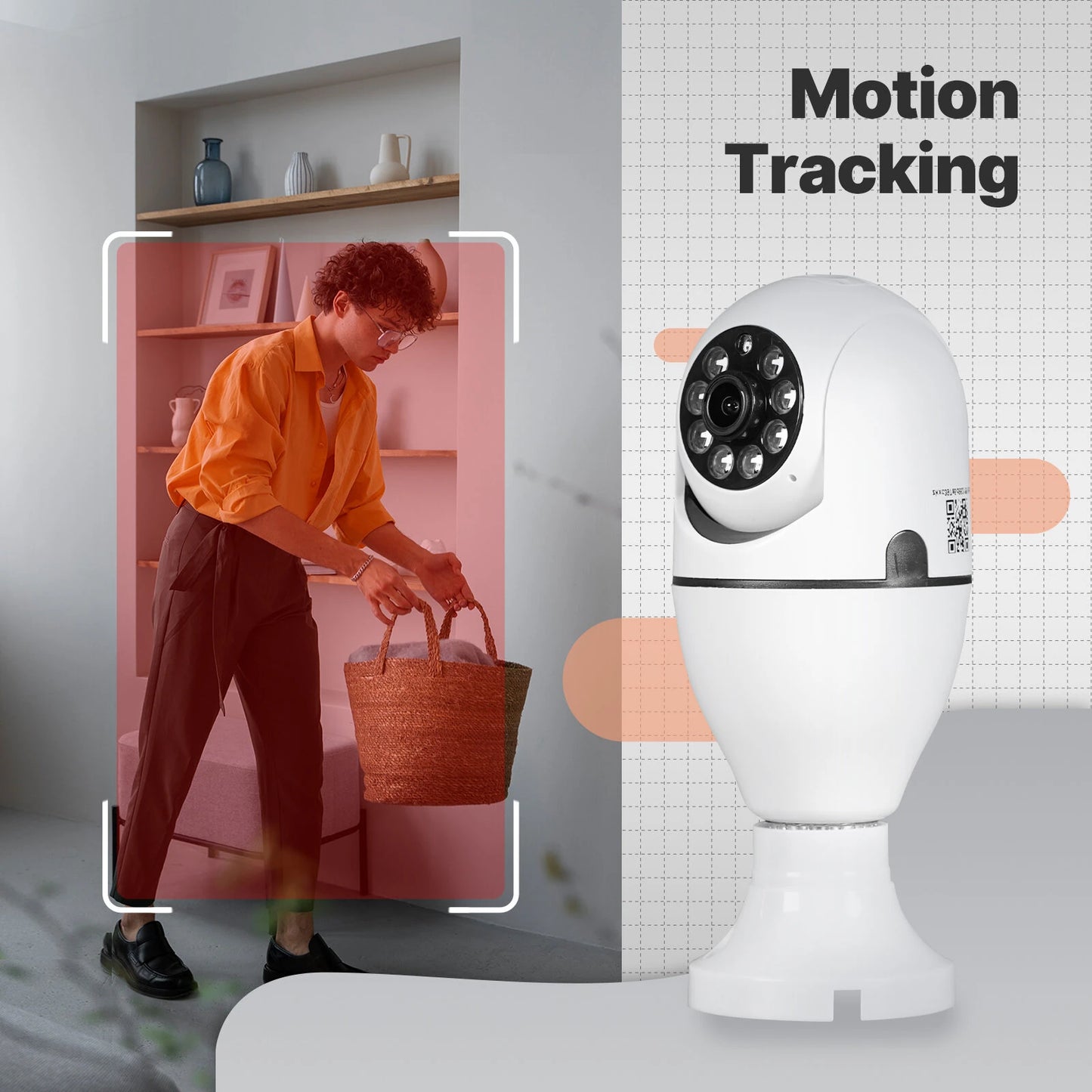 Smart WiFi E27 Bulb Camera: 3MP HD, Full Color Night Vision, PTZ, Auto Tracking, Motion Detection, Two-Way Intercom, Siren Alarm, Onvif Compatible