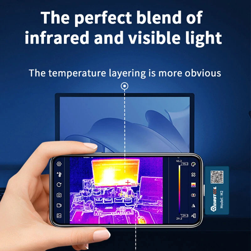 Mustool M2 Dual-Lens Thermal Camera 256x192 High-Resolution IR with Visual Camera for Android, 25Hz Refresh Rate, Compatible with Smartphones, Tablets, and PC
