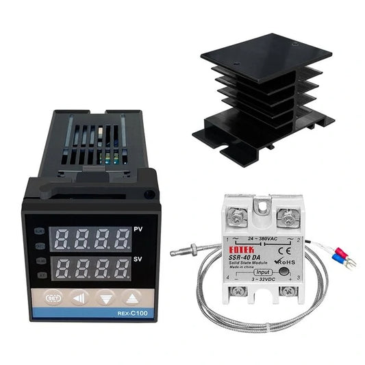 REX-C100 Digital PID Temperature Controller - SSR Output, Max 40A Relay, K Thermocouple Probe, High Quality