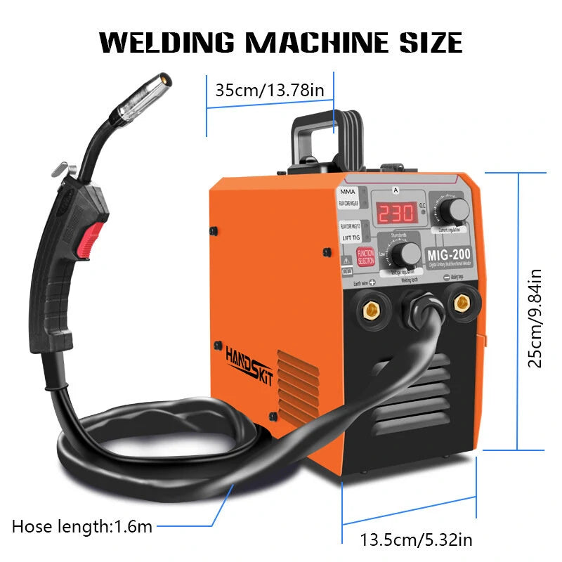 Hanskit MIG-200 220V EU 3-in-1 Electric Welding Machine - MIG, MMA, LIFT TIG, Gasless Flux Welding