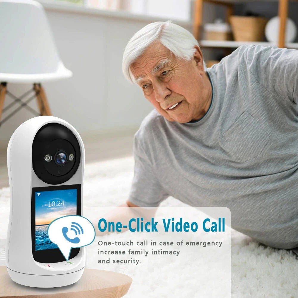 3MP 2K PTZ WiFi IP Camera with 2.8-Inch IPS Screen, Baby Cry Detection, Video Call, Security Baby Monitor iCSee