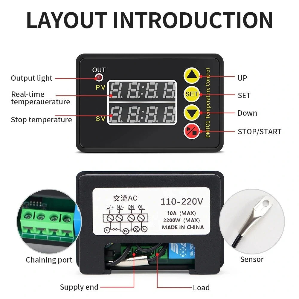 ZFX-G3051 Digital Thermostat Controller with NTC Sensor for Heating & Cooling, AC110-220V