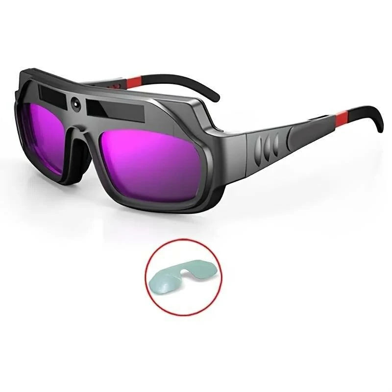 Anti-Scratch Auto Darkening Welding Goggles with Large View & 10 Replacement Lenses for Plasma Cutting