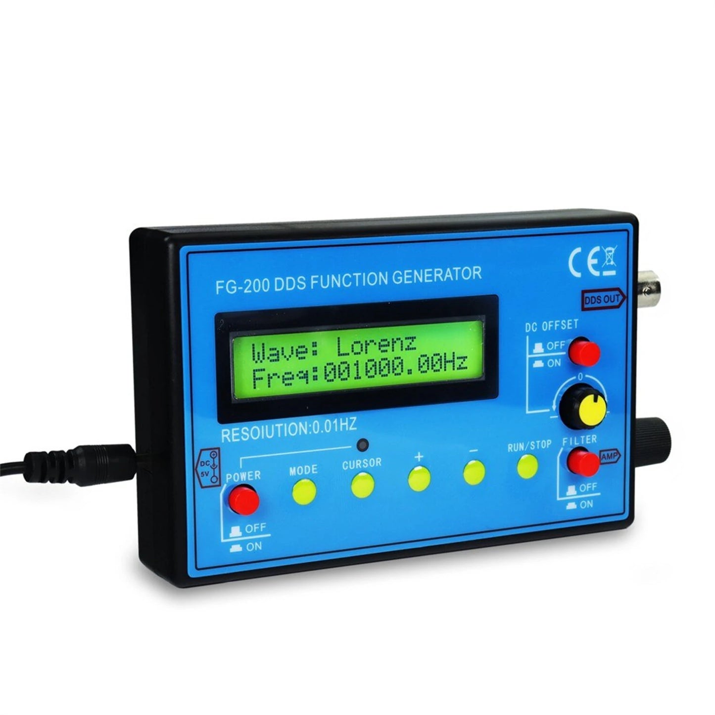 FG-200 DDS Function Signal Generator: 0.01Hz-500KHz Frequency Counter Signal Source Module with Sine, Square, Sawtooth Waveforms
