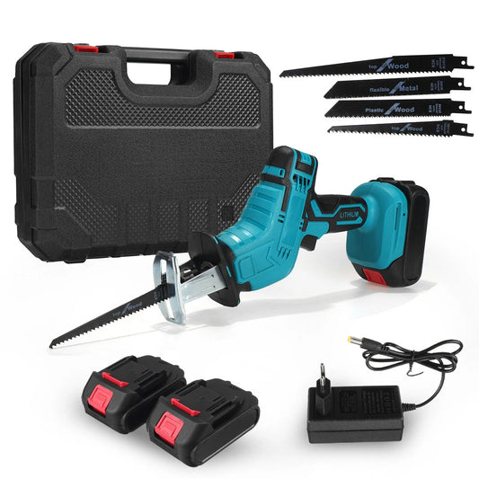 Wolike 88VF Cordless Reciprocating Saw - Battery Powered Electric Saw for Metal, Wood, PVC, Tree with 4 Blades & Makita-Compatible Battery