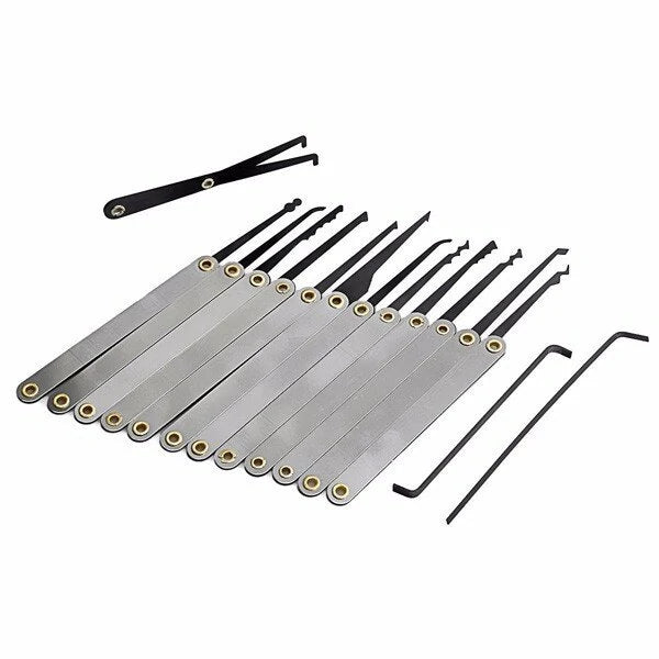 Clear Training Padlock & 12-Piece Lock Pick Set with Key Extractor Tools