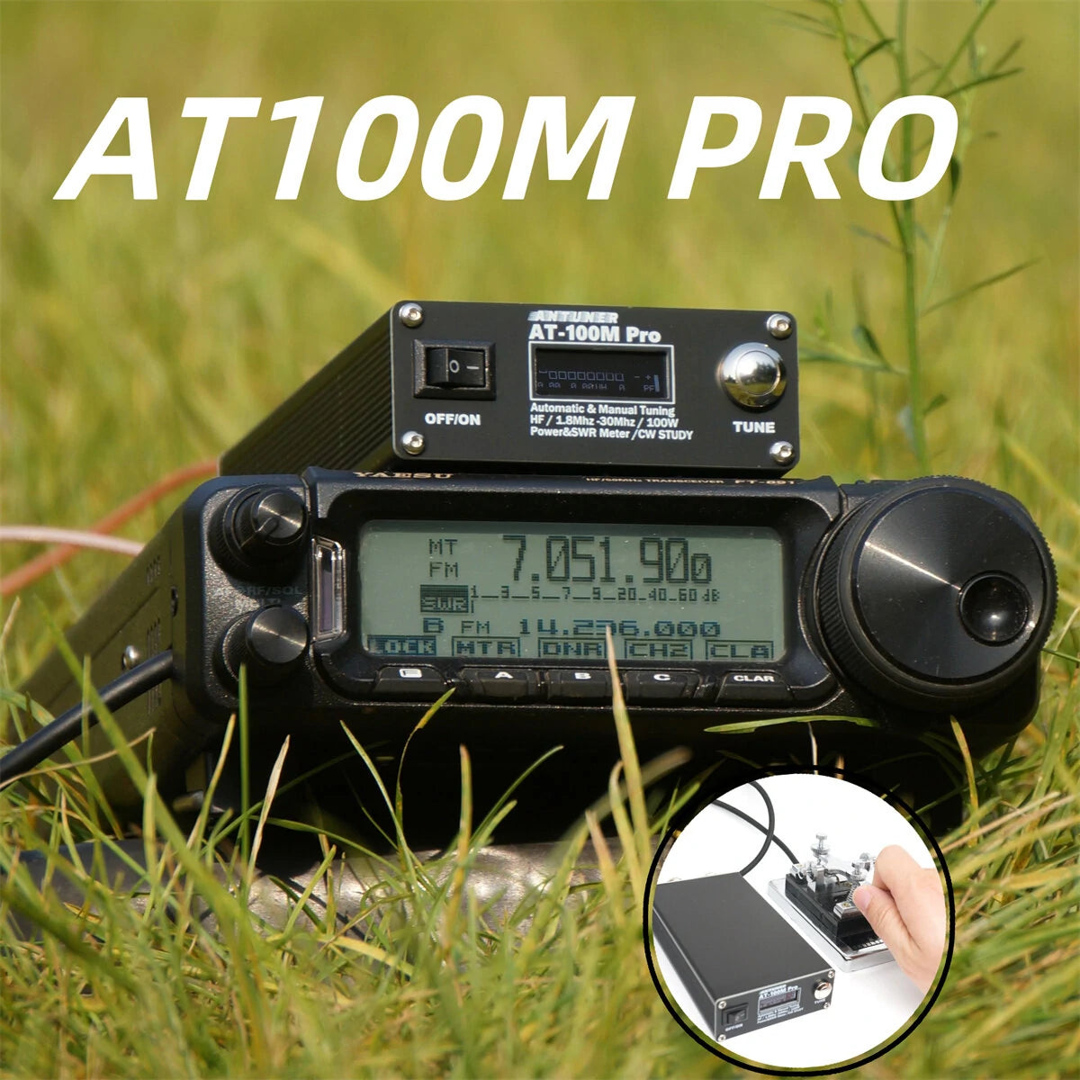ANTUNER AT100M Pro HF Antenna Tuner 1.8-30MHz 100W with Morse Code Exerciser & SWR/Power Meter