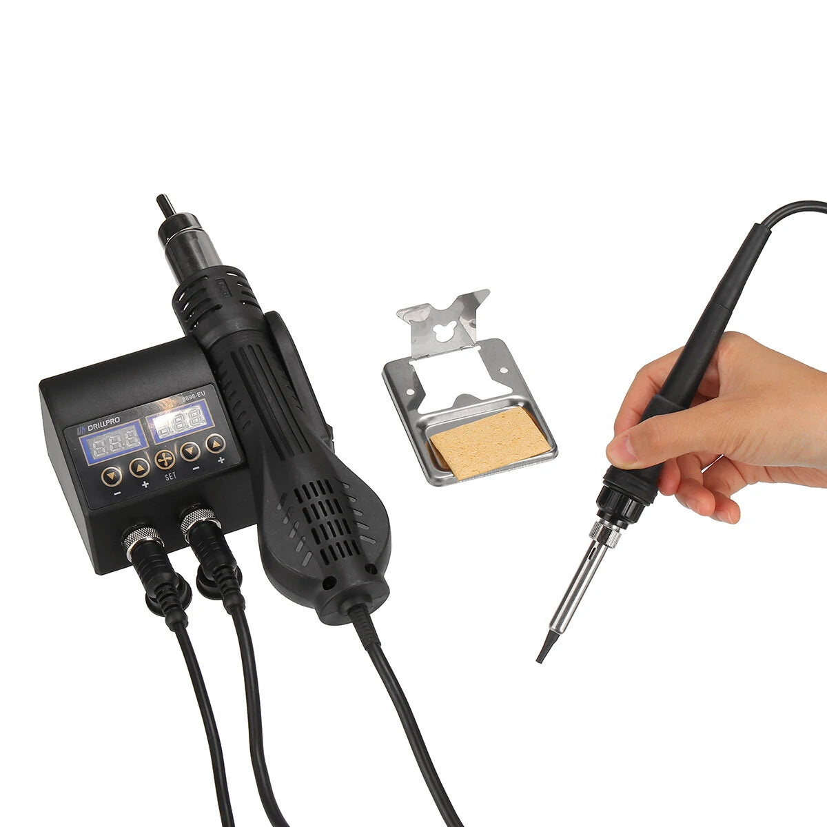 Drillpro 2-in-1 750W Soldering Station & Hot Air Gun with LCD for Cell-phone & PCB Repair