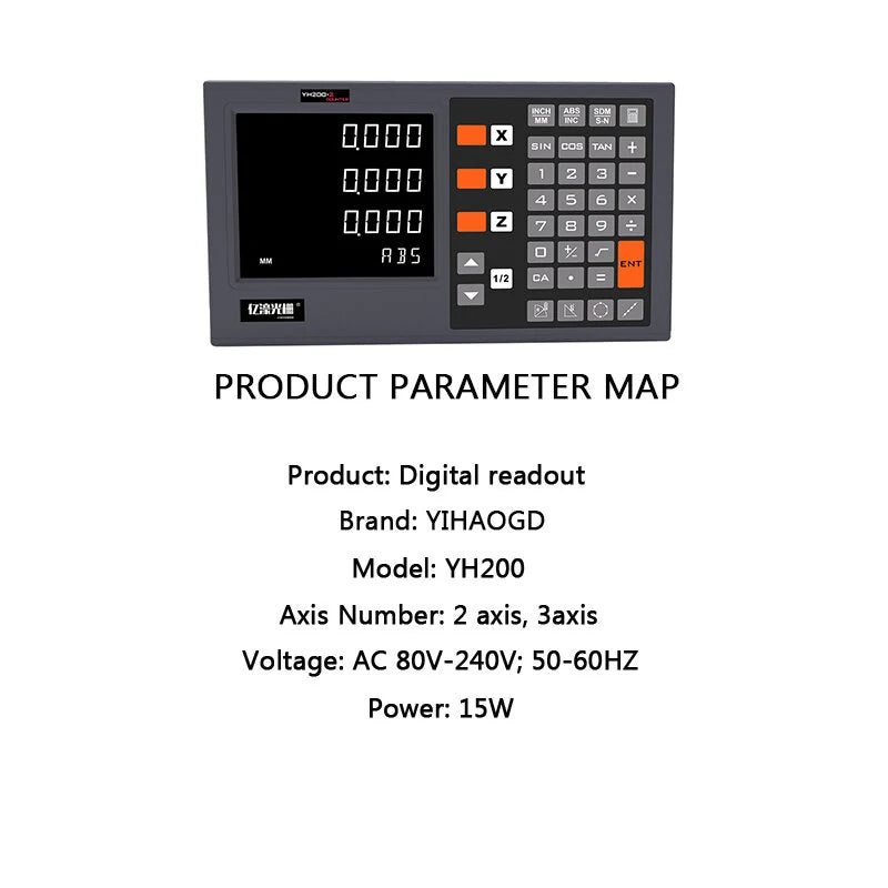 YIHAOGD LCD 2/3 Axis CNC Digital Readout Display DRO with KA300 5μm TTL Linear Scale Encoders 70-970mm for Milling & Lathe