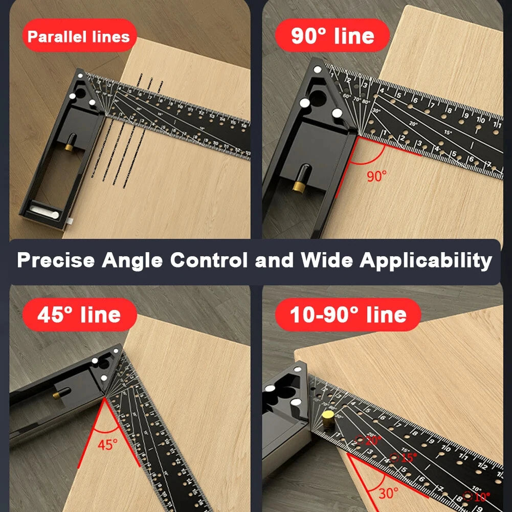 High Carbon Steel Right Angle Ruler with Aluminum Handle - 1.5mm Thickness, 300mm/400mm for Woodworking & Construction