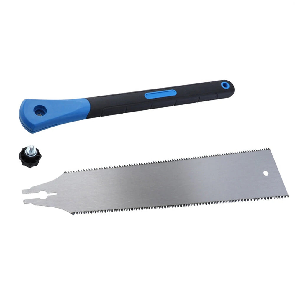 Double-Sided Hand Saw with High Hardness Manganese Steel Blade & Tri-Grinding Teeth, Comfortable TPR Handle