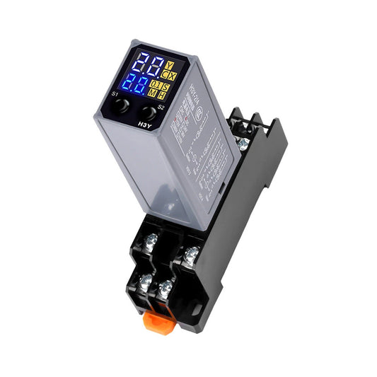 Dual Time Control H3Y-2 LCD Timer Relay 12V/24V/220V with Adjustable Digital Display and Base