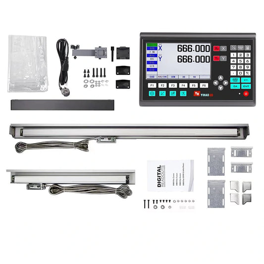 YHSINO YH800-2 High Precision Digital Ruler with Optical Linear Scale, IP54 Protection, and Large Screen Display for Milling Machines & Lathes - Includes Reliable Meanwell Power Supply