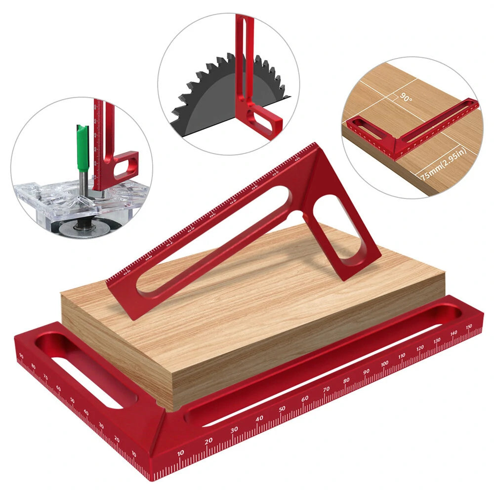 Aluminum Carpenter Square 90° Right Angle Ruler & Calibrator for Woodworking Projects