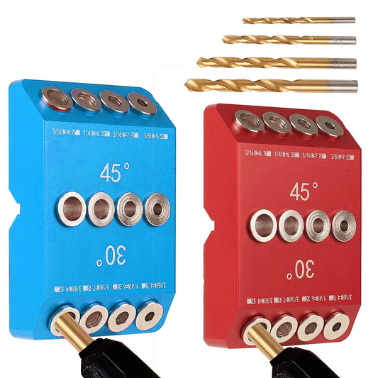 Multi-Angle Drill Guide Jig with 4 Drill Bit Sizes – Sturdy Aluminum Alloy for Cable Railing, Deck, and Stair Handrails