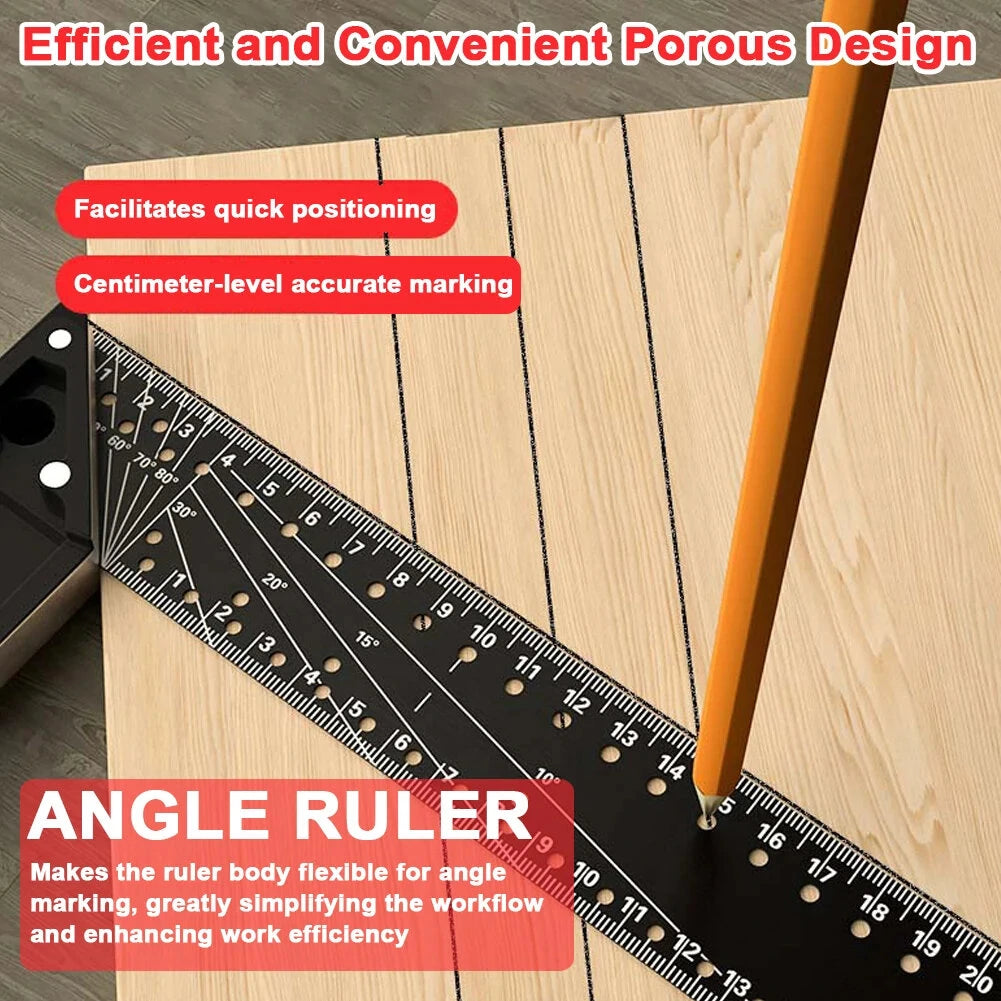 High Carbon Steel Right Angle Ruler with Aluminum Handle - 1.5mm Thickness, 300mm/400mm for Woodworking & Construction