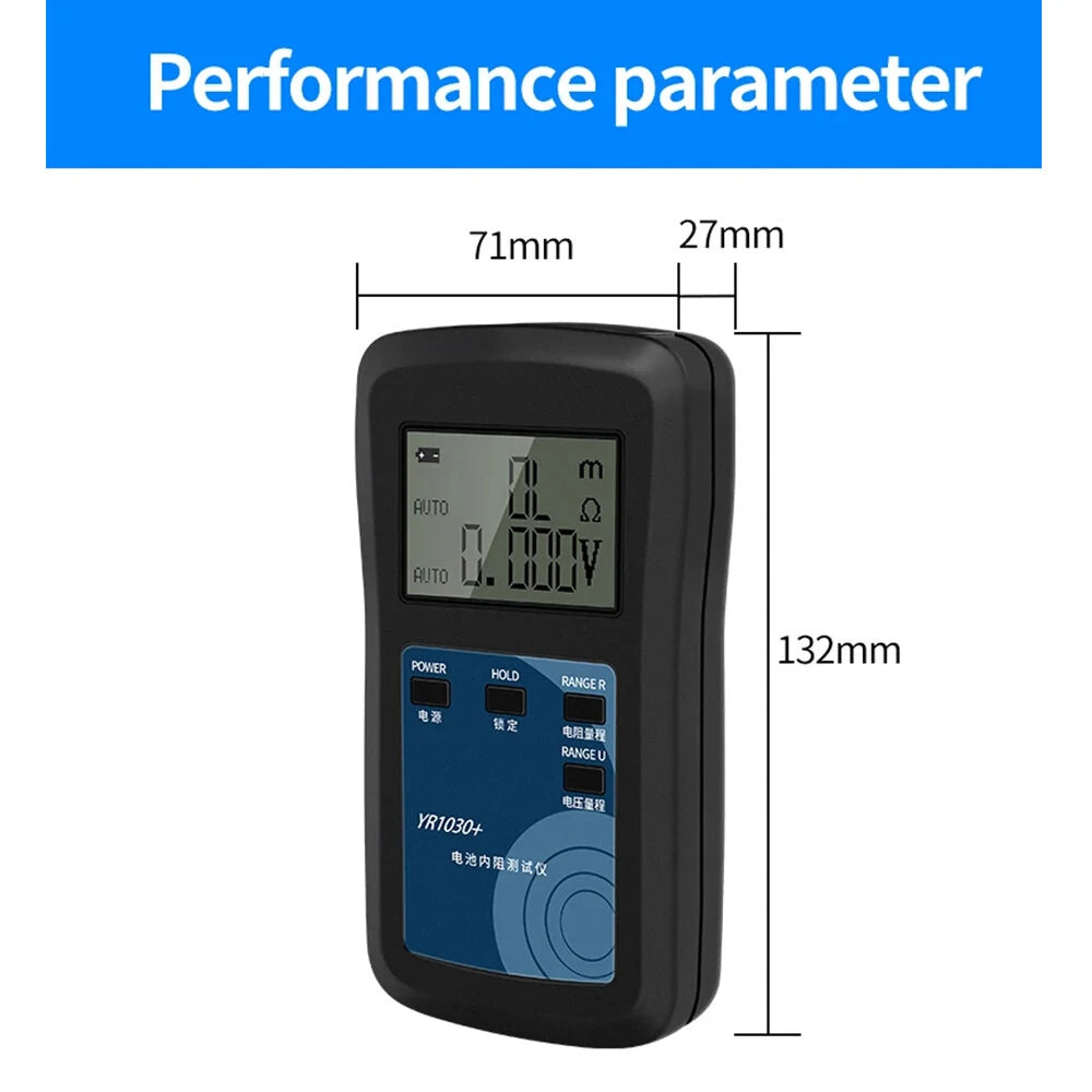 YR1030+/YR1035+ Precision Battery Resistance Tester 100V 2000mAh LCD for Electric Vehicles 18650