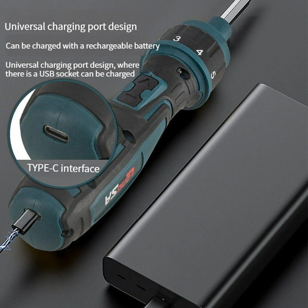 105PCS Cordless Electric Screwdriver Set - 3.6V 1300mAh Li-ion, 200r/min, Rechargeable Ratchet Screwdriver & Mini Drill