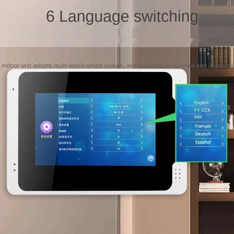 Smart Video Doorbell with 7 Touch Screen, 1080P WiFi, EU Plug, APP Remote View, Motion Detection, Night Vision, Intercom