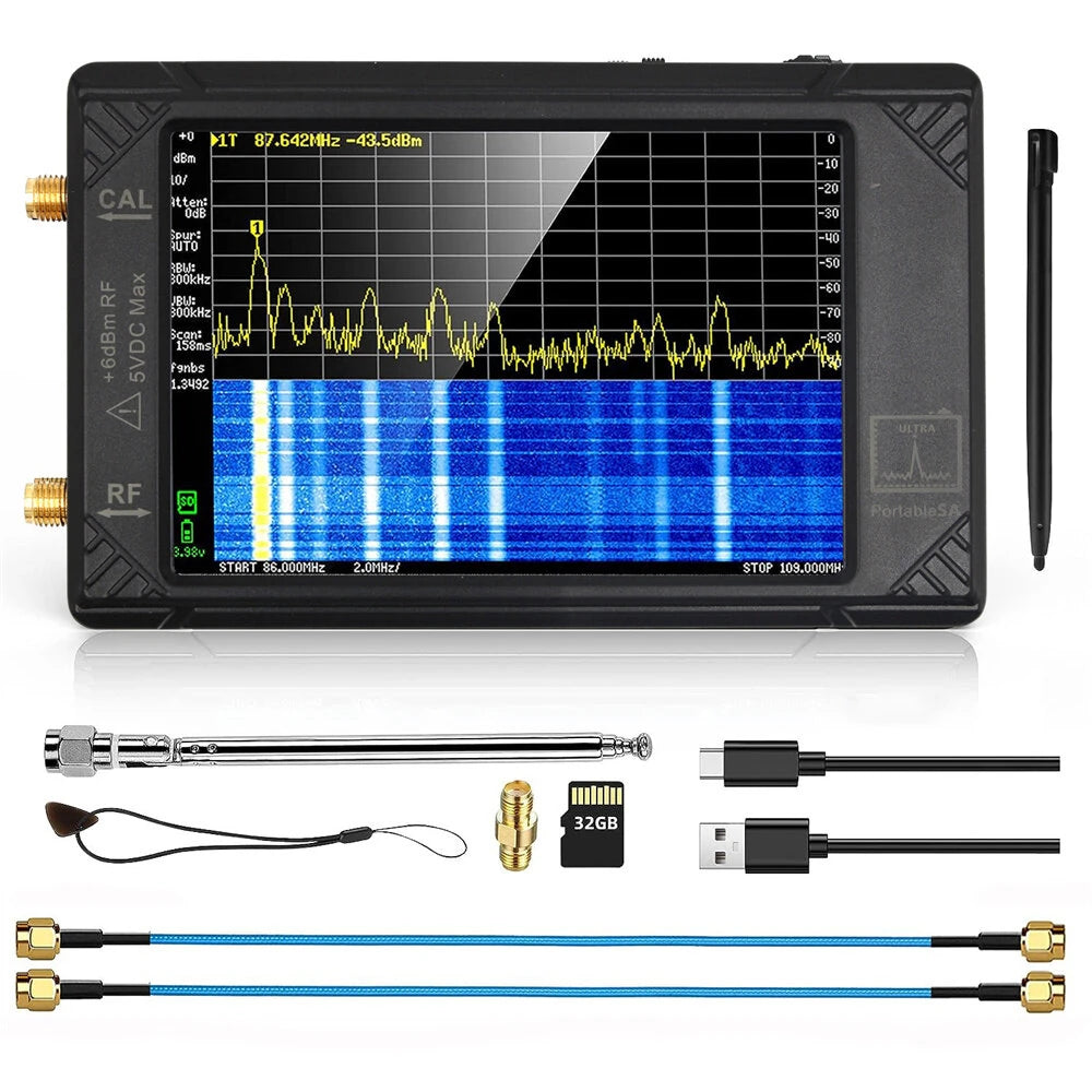 Ultra SA Portable Spectrum Analyzer & LNA Tester, 32GB, 4-inch Touchscreen, 100kHz-5.3GHz