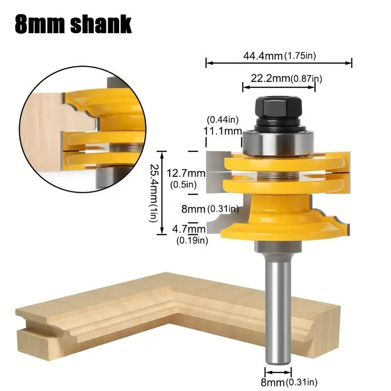 LAVIE 1/2 Shank Ogee Rail & Stile Router Bit, Reversible Glass Door Design, Precision Woodworking Milling Cutter, Factory Direct