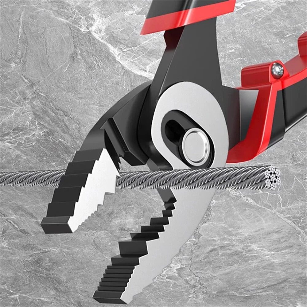 Ergonomic Fish Nose Pliers, Double Axis, 80mm Jaw, Chromium Vanadium Steel, 215mm, TPR Handle