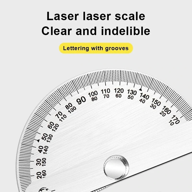 Stainless Steel 180° Protractor Angle Finder Goniometer Woodworking Rotary Measuring Ruler Tools