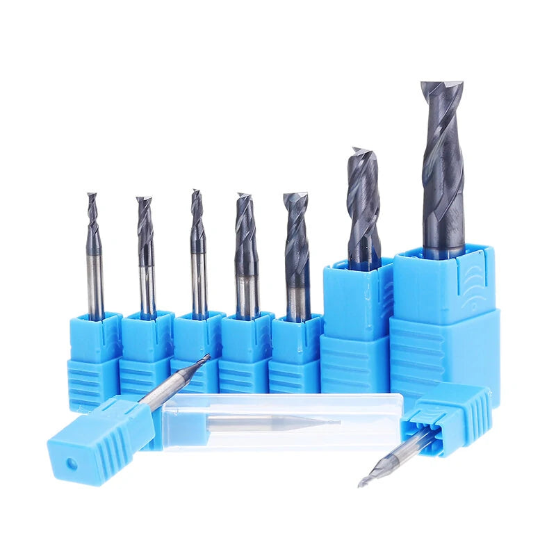 Drillpro 1-10mm HRC55 TiAlN Carbide 2-Flute End Mill CNC Cutter