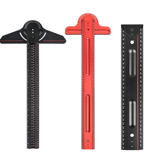 Aluminum Alloy Woodworking Edge Ruler with Adjustable Protractor T-Square Marking Gauge for Carpentry Layout & Measuring