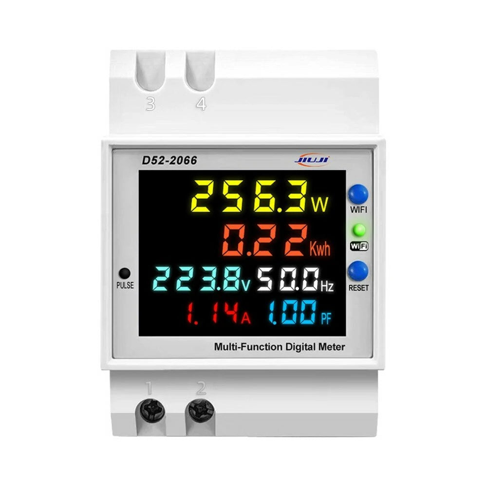 Tuya WiFi Smart Digital Display DIN-Rail Voltage & Current Meter with Power Outage Memory