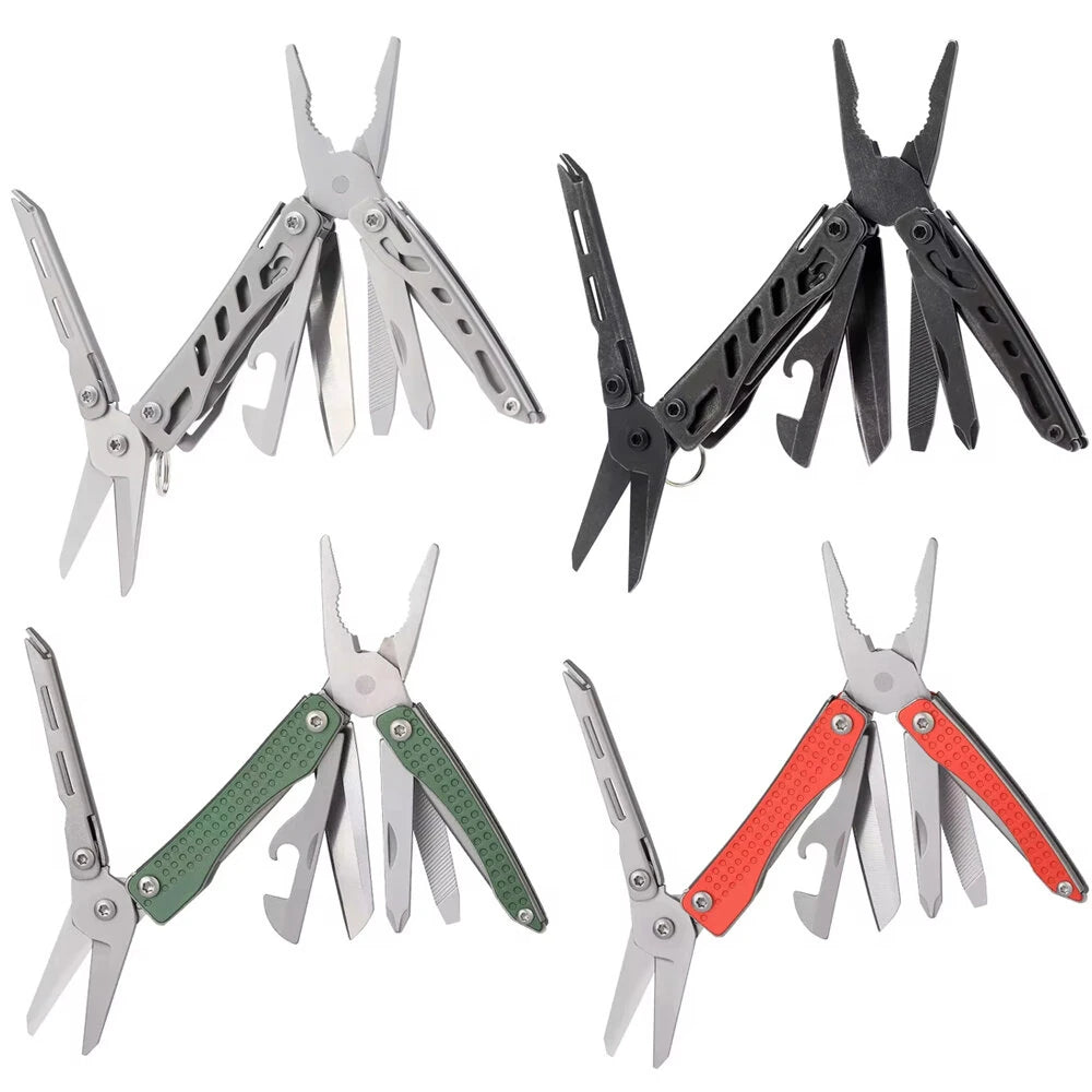 10-in-1 Multifunctional Mini EDC Tool - Stainless Steel Pliers, Screwdriver, Bottle Opener & Portable Outdoor Multitool