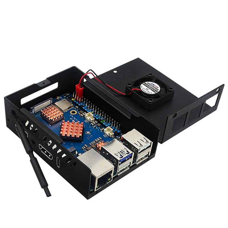 Aluminum Alloy Orange Pi 5 Pro Metal Case with Cooling Fan Enclosure