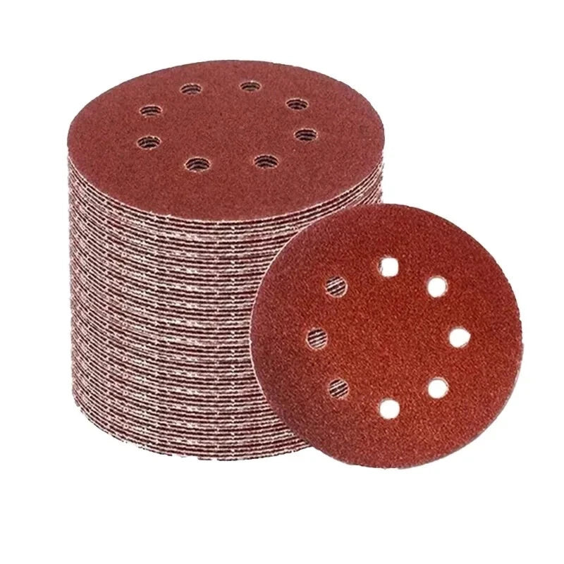 5-Inch 8-Hole Hook & Loop Sanding Discs, 125mm Sandpaper for Wood & Metal Polishing, Multi-Grit #60-600