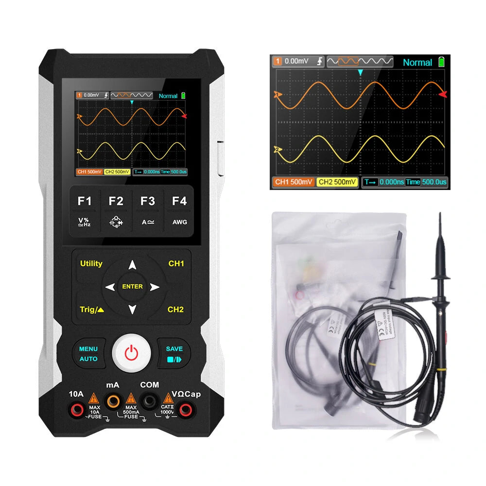 MUSTOOL MDS8209 3-in-1 Handheld Oscilloscope, DMM & Waveform Generator - 80MHz/50MHz, Dual Channel, AI Preview, 15W Fast Charge