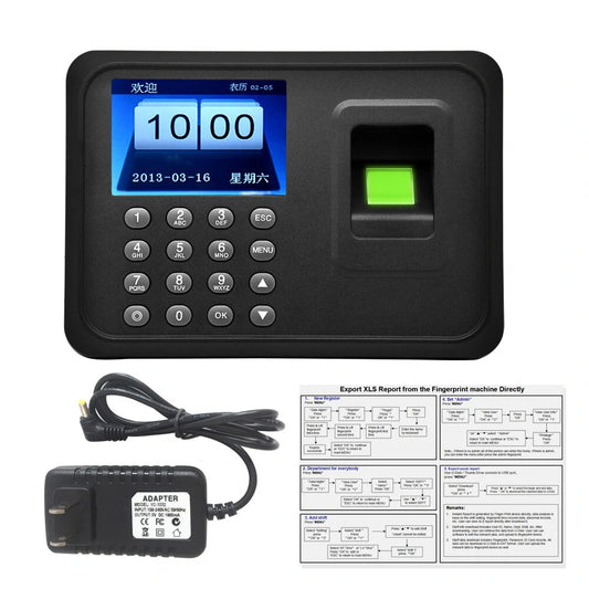 A6 Fingerprint Access Control Biometric Attendance System - Multilingual Employee Time Clock Device