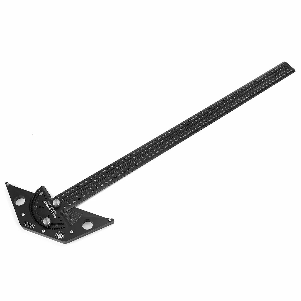 DOCTORWOOD 600mm Aluminum Alloy Woodworking Scriber Gauge with Angle Positioning T-Square and Positive Lock Marking Ruler