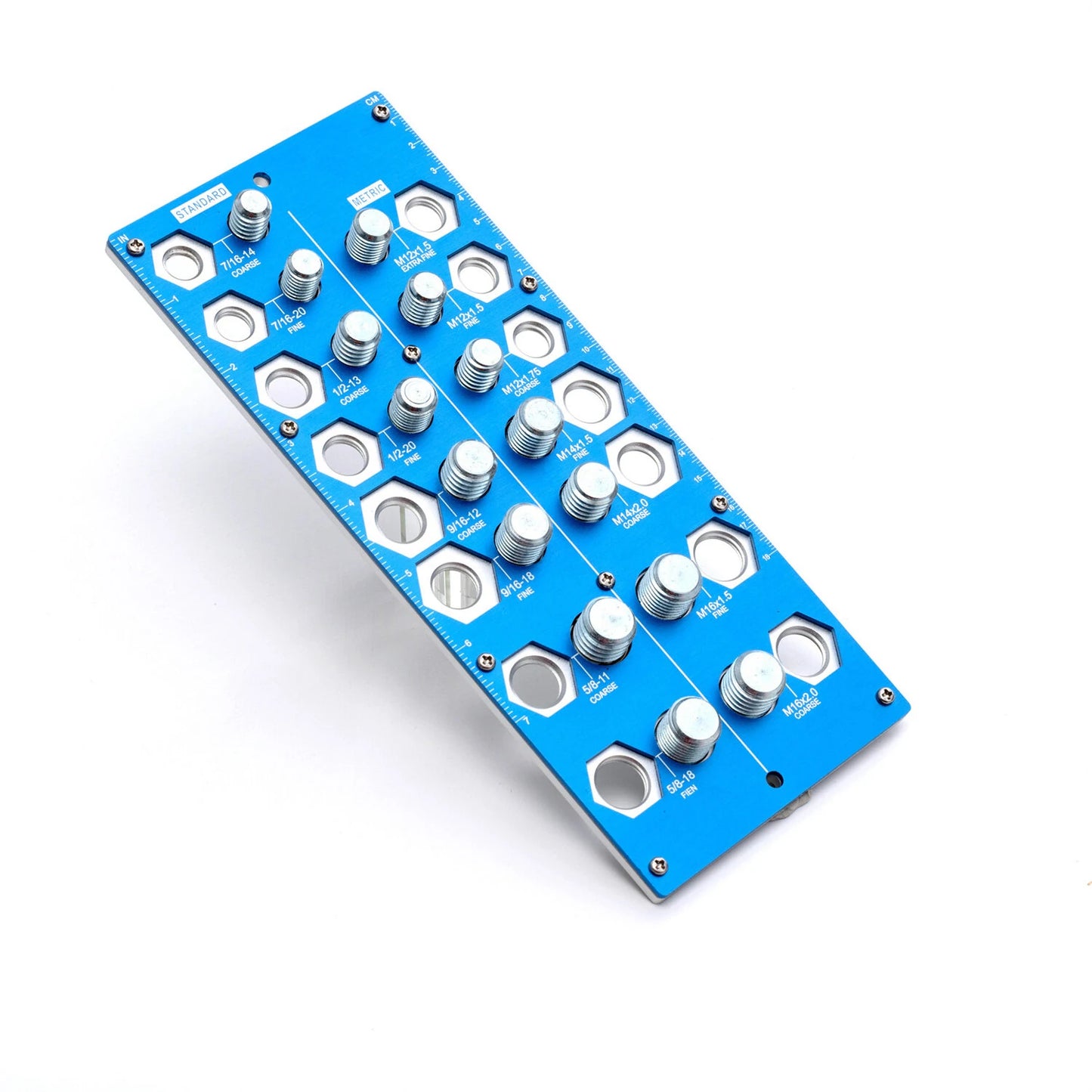 Metal Nut & Bolt Thread Checker Set - 21 SAE & 17 Metric Sizes for Easy Sorting & Identification