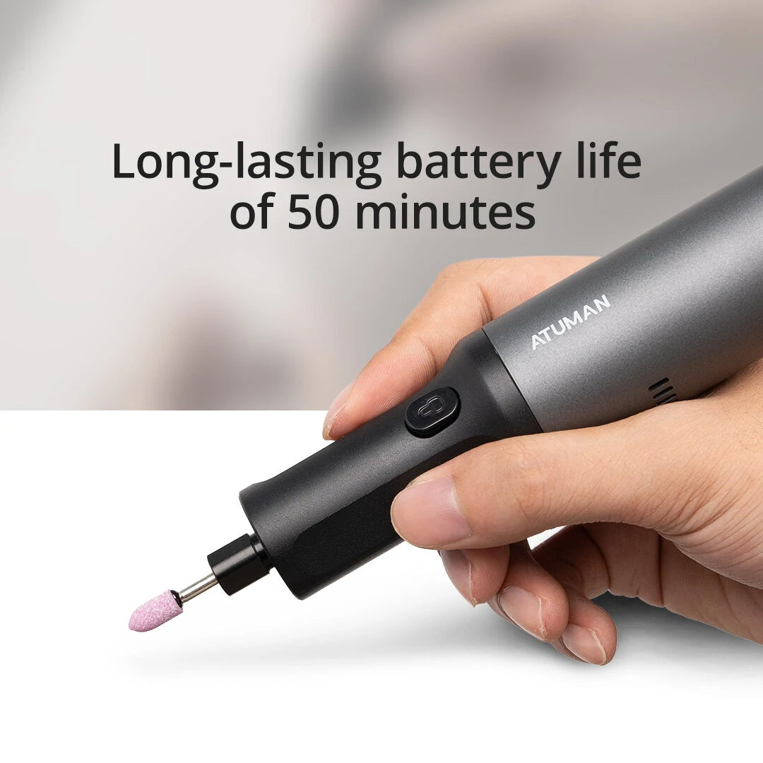 AtuMan EP2 42-in-1 Electric Sanding Pen - 5 Speeds, 7.2V, 1100mAh Battery, Lightweight & Compact with 43-Piece Accessory Kit for Polishing, Drilling, Cutting
