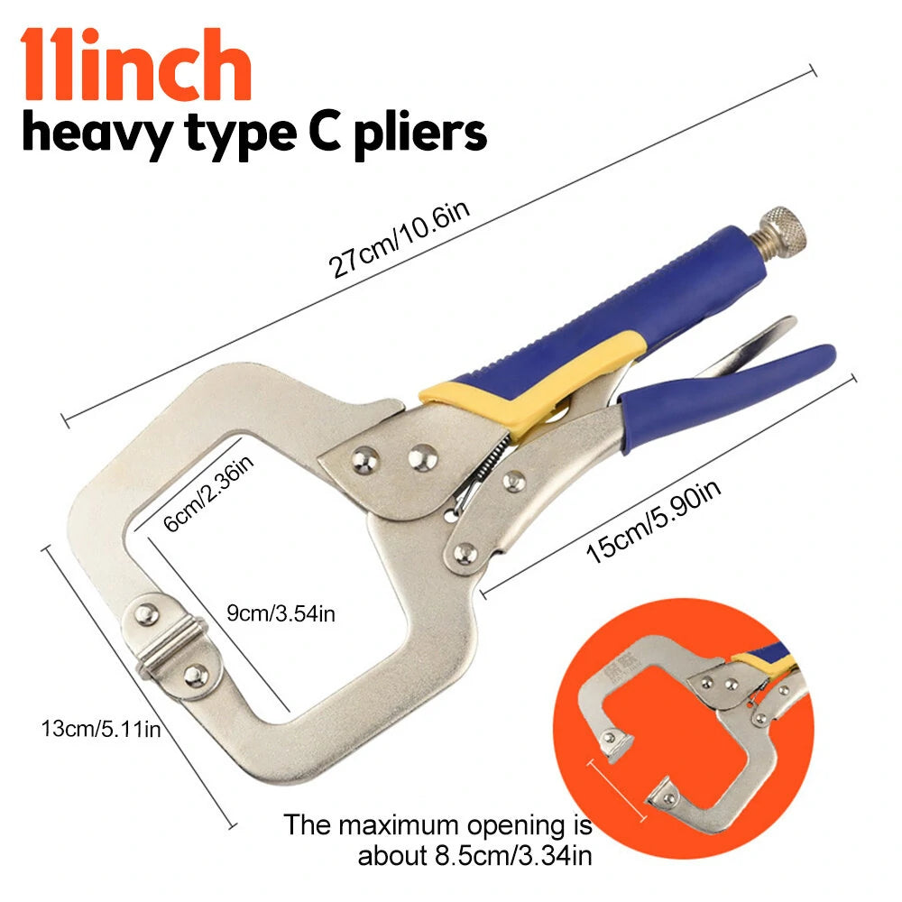 Heavy Duty Metal C Clamp Locking Pliers with Swivel Pads - 6 to 18 Inch for Woodworking, Carpentry, Cabinetry, Welding & Repair